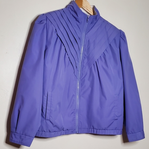 Periwinkle Purple Lightweight Vintage 80s Athletic Jacket with Angular Accents - Picture 12 of 15